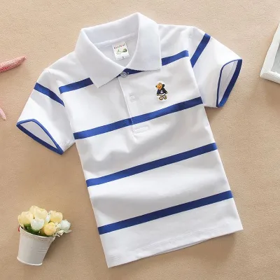 HANO Wholesale 20 Color Choice Boys T-shirts Polo Cotton Kids Baby T-shirts Stripe School Uniform Polo T-shirt for Kids
