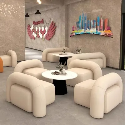 Net Red Cafe Chair for Milk Tea Shops Book Bars Negotiation Reception Comfortable Sofa Seat for Sales Department Leisure Book