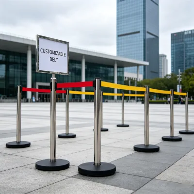 Heavy Duty 304 Stainless Steel Crowd Control Barrier Anti-Rust Retractable Belt Stanchion for Outdoor Station Municipal Project