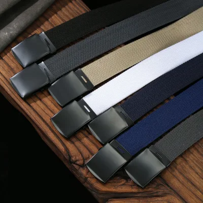 Men's Casual Canvas Tactical Belt Iron Buckle Nylon 4cm Width 120cm Length Outdoor Sports Training Student