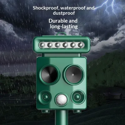 Solar Powered Ultrasonic Rodent Repellent Waterproof Outdoor Sonic Snake Gopher Vole Deterrent Pest Control for Lawn Garden Yard
