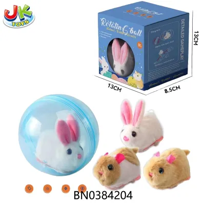 Jacko Toys Multi-Function Plush Pet Toy Hamster Rabbit Walking-Toy Mini Animal Rotating Ball Play Toy for Kids