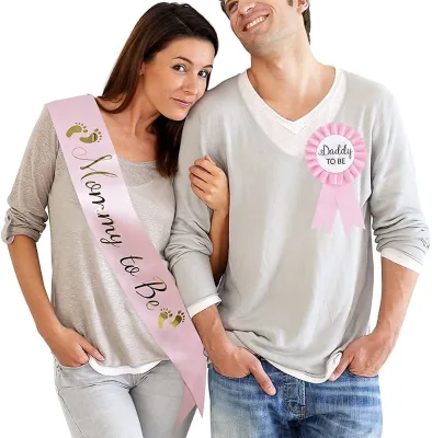 Mommy to Be Baby Shower Sash and Daddy to Be Button Pin Ideal Mom and Dad Gift Baby Shower Decorations