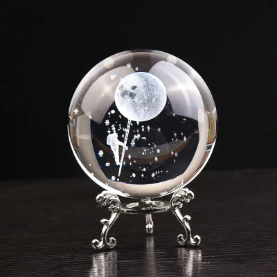 Wholesale 80mm K9 Crystal Glass Ball Custom Logo 3D Laser Engraved Polished Magic Clear Promotional Souvenirs and Gifts