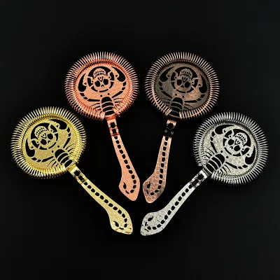 Professional Bar Tools Ice Filter Stainless Steel Bar Cocktail Strainer With Spring Flat