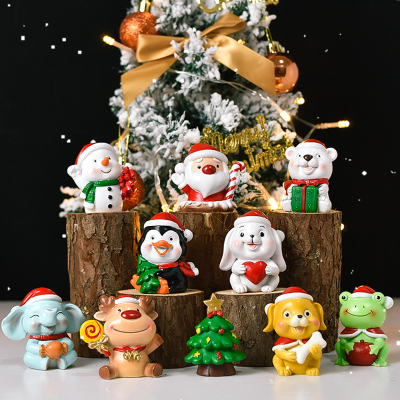 Christmas Small Gifts Mini Cute Animals Various Styles Christmas Tree Desktop Ornament Santa Claus Decorative Gifts