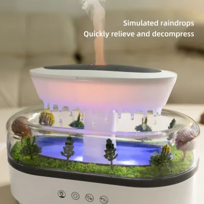 Micro Plant Landscape Raindrop Scene Aromatherapy Essential Oil Diffuser Electric Plastic Air Atomizing Humidifier Home Gift