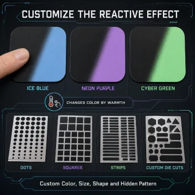 Custom Thermochromic LED Light Blocking Stickers Removable Heat Reactive Blackout Dimming Covers for Gaming PC Desk Setup