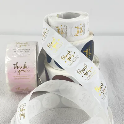 Custom Roll Form Self Adhesive Labels, Ideal for Sealing and Decorating Gift Packaging for Small Businesses