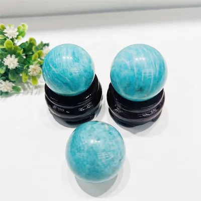 Bulk Wholesale Blue Polished Quartz Sphere Healing Crystal Amazonite Crystal Ball with Customized Sizes Carved Polished GOUCAI