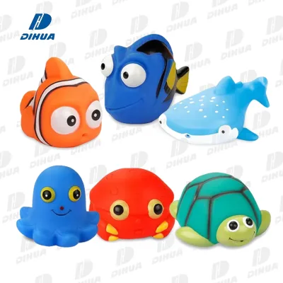Light up Plastic Bath Toy Set-Floating LED Glow Animals & Colorful Squeeze Sound Squirters for Kids' Bath Time Fun