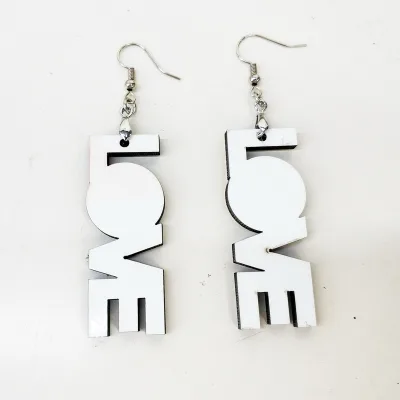 Customizable Double-Sided Eco-Friendly Wooden High Glossy Sublimation Coating Handmade Blank LOVE CZ Stud Craft Supplies