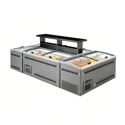 L-Supermarket Combined Island Refrigerated Showcase for Ice Cream Frozen Meat Display