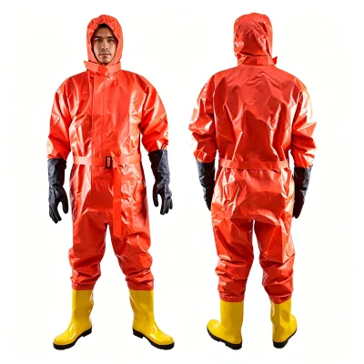 Semi-Closed Chemical Protective Suit Full Body Acid Alkali Resistant Fireproof Waterproof Hazmat Suit with Gloves Boots