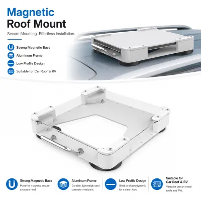 Portable White Starlink Mini Roof Mount Magnetic Base Aluminum Bracket 3.5mm Protective Shield For Camper Van Overland Travel