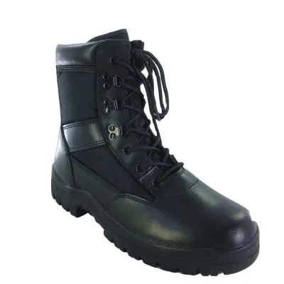 Tactical Canvas Boots with Leather Upper Work Safe Shoes Men Fashion Black Leather Boots