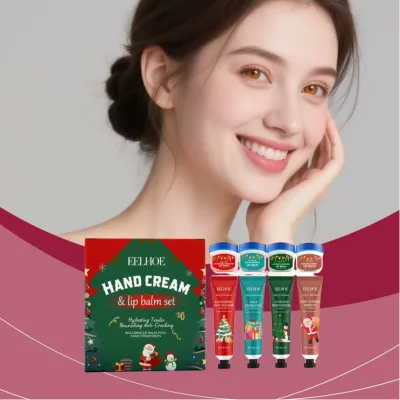 Christmas Hand Cream and Lip Balm Set Nourishes and Moisturizes the Lips Gently Cleanses and Hydrates Skin Smooth and Delicate