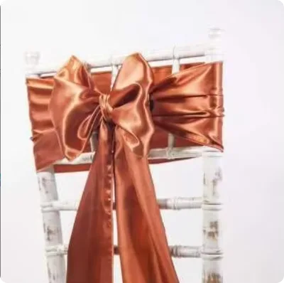 Wholesale Wedding Banquet Rose Gold Satin Chair Sash with Bow Durable Reusable Comfortable Washable Eco-friendly for Restaurants