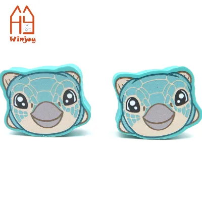 Cute Sea Turtle Erasers, 2-Pack Kawaii Animal Shaped Pencil Erasers, Non-Toxic Soft Rubber Erasers for Kids, Classroom Rewards