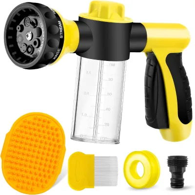 Hot Sale Outdoor 7 Pieces Pet Bathing Tool Set Dog Wash Hose Nozzle Foam Sprayer Gun Pet Shower Sprayer Kit