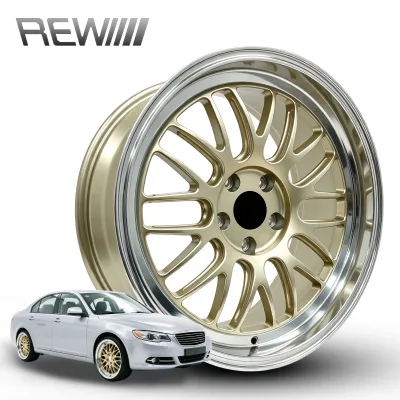 Forged Aluminum Rim 16-22 Inch Classic Multi-Spoke Gold Finish Polished Wide Outer Lip for Daily Sports Vehicle Replacement