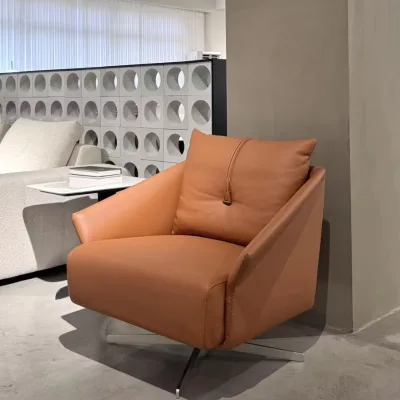 Light Luxury Swivel Chair Modern Single Leather Recliner Sofa Chair for Living Room Bedroom Office Balcony