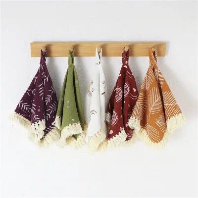40*40cm Soft Organic Cloth Baby Comforters Baby Tassel Blanket