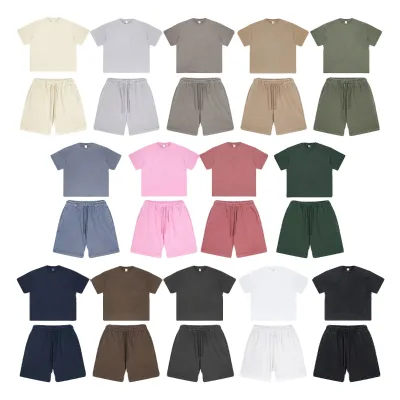 Summer Breathable Washed and Dyed Old T-shirt Set Street Worn Short Sleeves and Shorts Men's Wear Shirts and Shorts Set