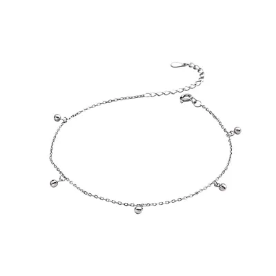 S925 Sterling Silver Rhodium Plated Beaded Anklet Women Niche Design Light Luxury High-End Feel Versatile Tassels Employee
