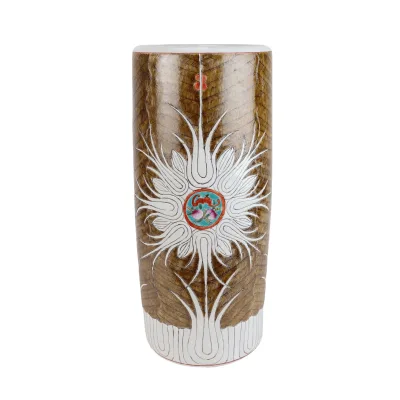 RYZG46-D Wholesale New Hand Painted Brown & White Cabbage Pattern Ceramic Umbrella Stand / Floor Vase
