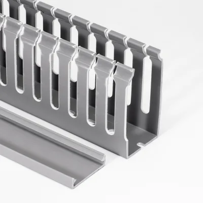 Flame Retardant PVC Trunking 80x50mm Cable Management Wiring Duct Electrical Cover Slotted Fireproof Grey Working Temp