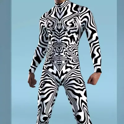 Skull Printed Men's Catsuit Jumpsuit 3D Digital Printing Adult Bodysuit One Piece Overalls Anime Jumpsuit Men
