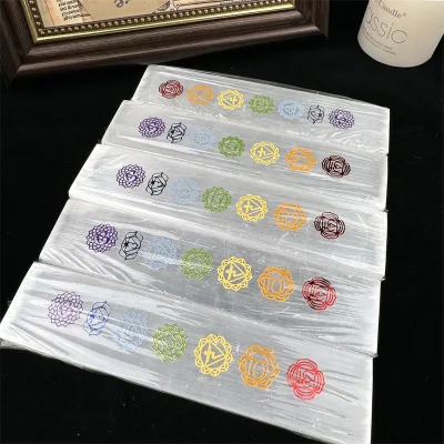 Hot Sale Crystal Crafts Natural Quartz Healing Stone Selenite Seven Chakras for Decoration