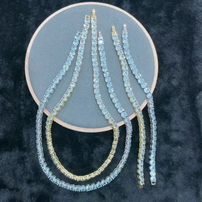 CH-HDN1658 Trendy Gold Silver Plated Square Zircon Tennis Necklace Jewelry,Plated Small CZ Jewelry,Tennis CZ Necklace Bracelet