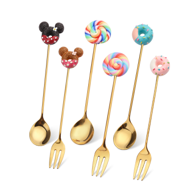 Metal Gold Spoons Stainless Steel Lovely Coffee Spoons Silver Fork Tea Spoons for Child