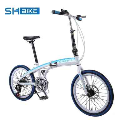 20Inch Folding Bicycle 7 Speed High Carbon Steel Shock-absorbing Cycling Road Bike for Adult Male Female Student Outdoor Sports