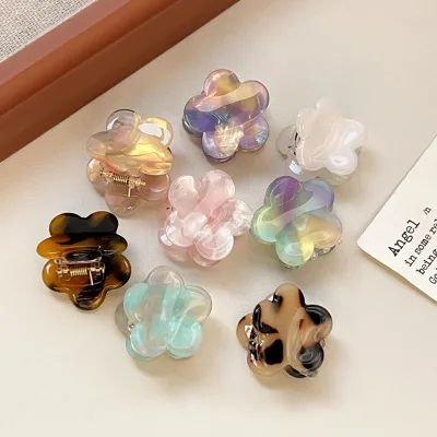 Fashionable and Colorful Acetate Small Hair Claws Sweet and Cute Flower Shark Clip Elegant Female Floral  Claw Clip