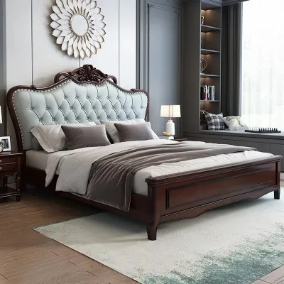 New European Luxury Style Bed Master Bedroom Modern Simple Princess Twin Double Bed Girl Wedding Bed Children Room Furniture Set