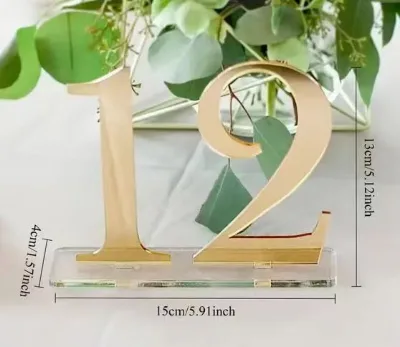 Acrylic Gold Digital Table Number Signage Wedding and Party Table Decoration Customizable Letters Shape Place Card