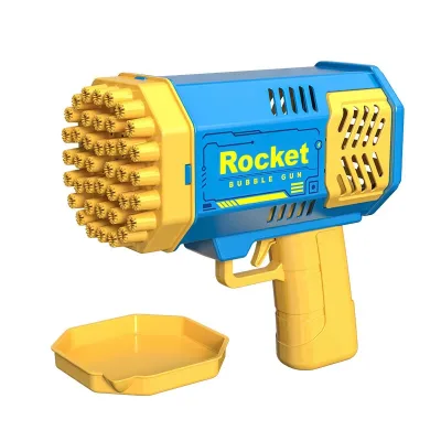 Wholesale Cartoon Plastic Light Bubble Machine Holding Fully Automatic Gatling 69 Holes Bubble Gun Electric Children's Toys