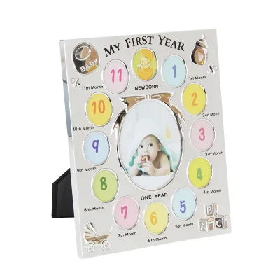Jinn Home Lovely Baby Design Gift Picture Frame Funny Animals Printing Silver Metal Photo Frame