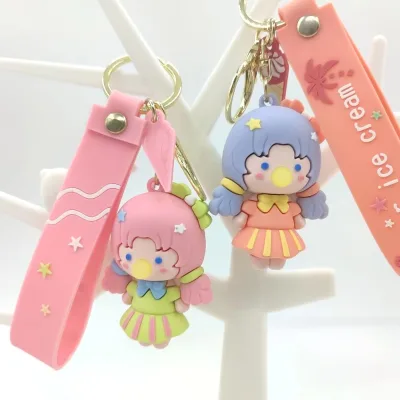 Demon Slayer Rubber Carabiner Keychains 3D Cartoon Anime Figurines for Schoolbags Pendants and Other Peripheral Gifts