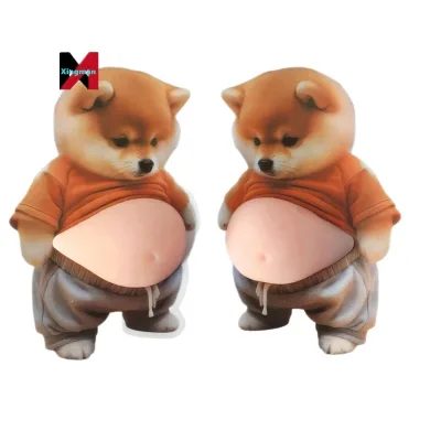 3D Belly Phone Sticker Squeeze Toy Soft Belly Shiba Inu Corgi Fridge Magnet Car Door Anti-Collision Decal