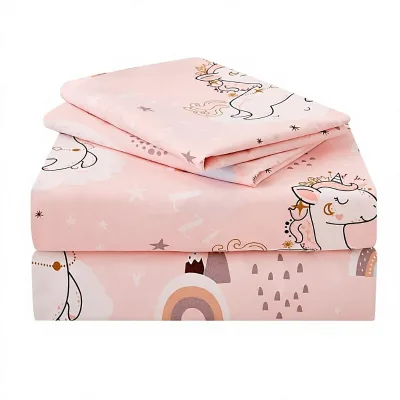 OEM ODM Pink Unicorn Rainbow Kids Twin Sheet Set for Girls 3 Piece Microfiber Breathable Soft Wrinkle-Free Oeko-tex