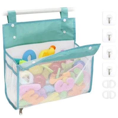 Multiple Ways to Hang Extra Large Opening Bathroom Toy Holder Baby Bath Toy Storage Bag PVC Bath Toy Organizer
