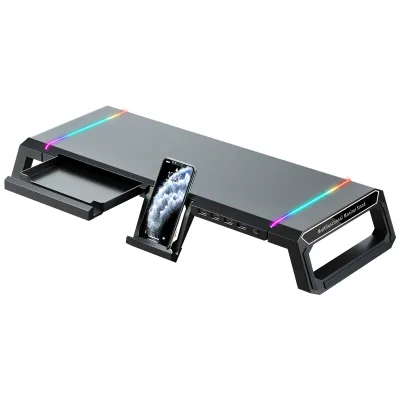 RGB Cool Portable Monitor Stand 10 Lighting Effects Small Drawer Mobile Phone Bracket 3.0 Version Customization Stock Product