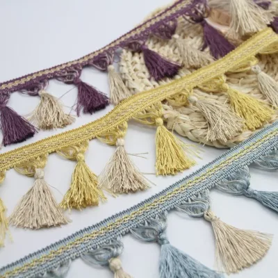 Wholesale Decorative Textile Lace Design Curtain TPom Pom Tassel Fringe TrimAccessory