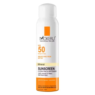 Mokeru Wholesale Sunscreen Spray SPF50+ UV Protection Outdoor Sun Protection Sunscreen Whitening Spray for Body and Face