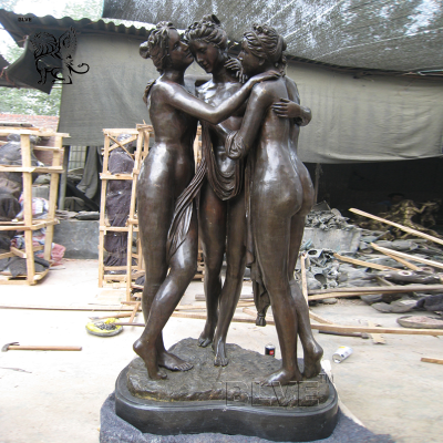 Outdoor Decoration Art Famous Greek Naked Female Figure Metal Craft Garden Life Size Bronze the Three Graces Statues for Sale