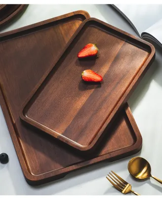 Solid Wood Snack Plate Tray Set Black Slate Lovesick Wood Cladded Western Steak Plate Japanese Dinnerware